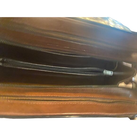 Vintage Hand Tooled Carved Brown Leather Western Purse/Satchel/Handbag - Picture 4 of 6